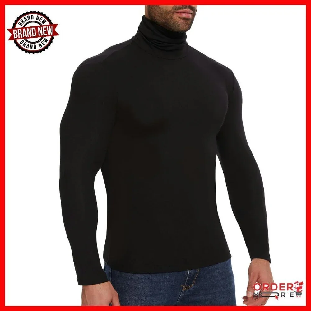 Men's Slim Fit Turtleneck Thermal Top Long Sleeve Undershirt